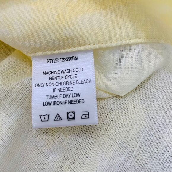 Tru Luxe Jeans Top Women Large Yellow TieDye Button Beach Comfy Linen Blend NWT - Picture 4 of 8